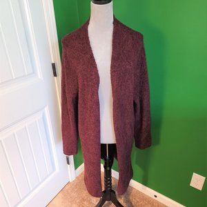 J Crew Bulky Long Sweater Coat Burgundy - Size XL